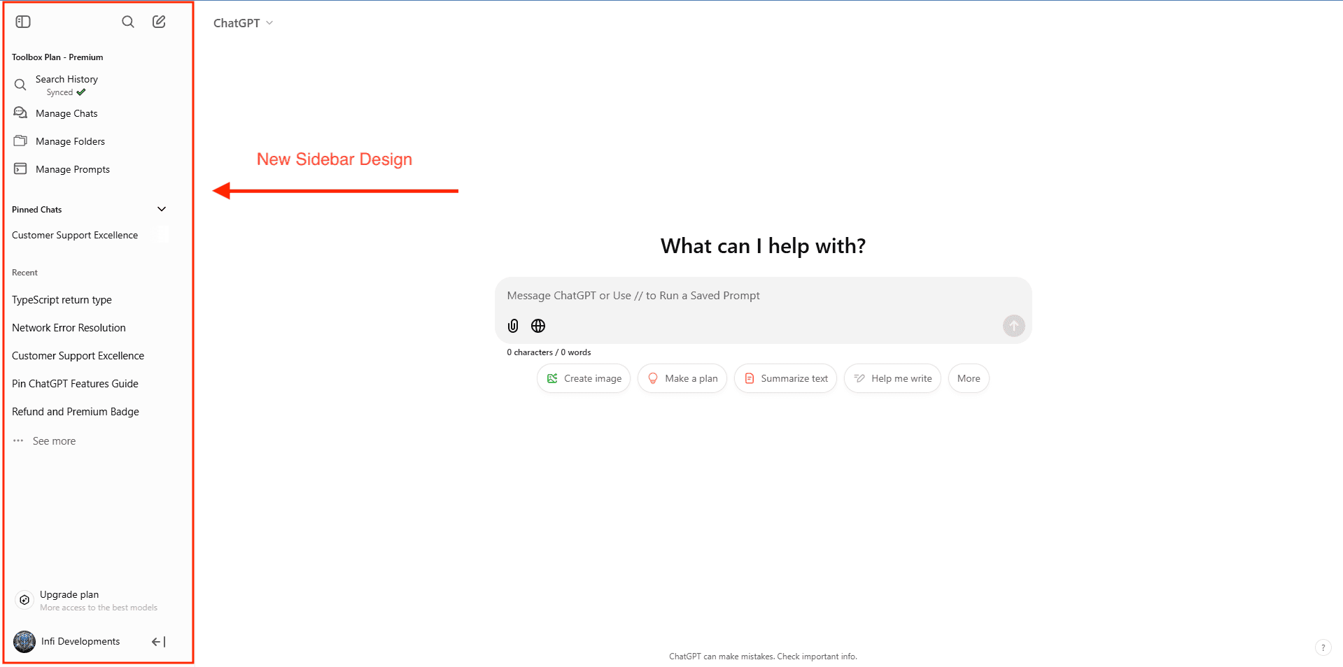 ChatGPT's New Sidebar Redesign